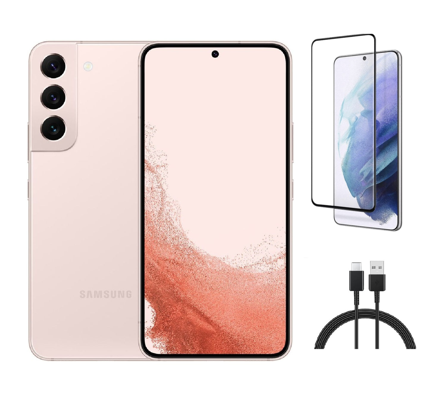 Refurbished Samsung Galaxy S22 5G S901U (Fully Unlocked) 128GB Pink Gold (Grade B)w/ Pre-Installed Tempered Glass