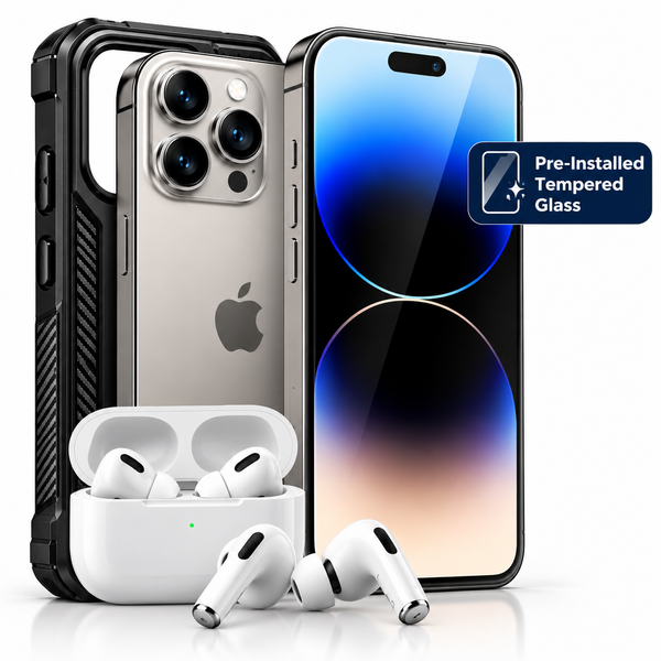 iPhone Bundle with Pre-Installed Tempered Glass