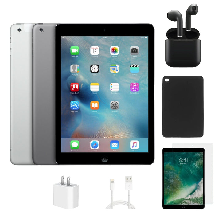 Refurbished Apple iPad Air | WiFi | Bundle w/ Case, Wireless Earbuds,Tempered Glass Screen Protector