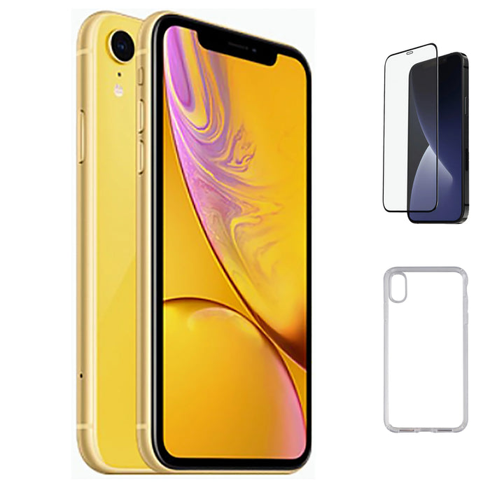 Refurbished Apple iPhone XR | Fully Unlocked | Bundle w/ Case & Tempered Glass Screen Protector