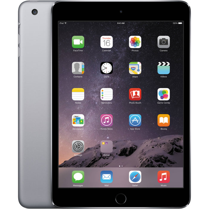 Refurbished Apple iPad Mini 3 | WiFi + Cellular Unlocked | Bundle  w/ Case, Box, Bluetooth Headset, Tempered Glass, Stylus, Charger