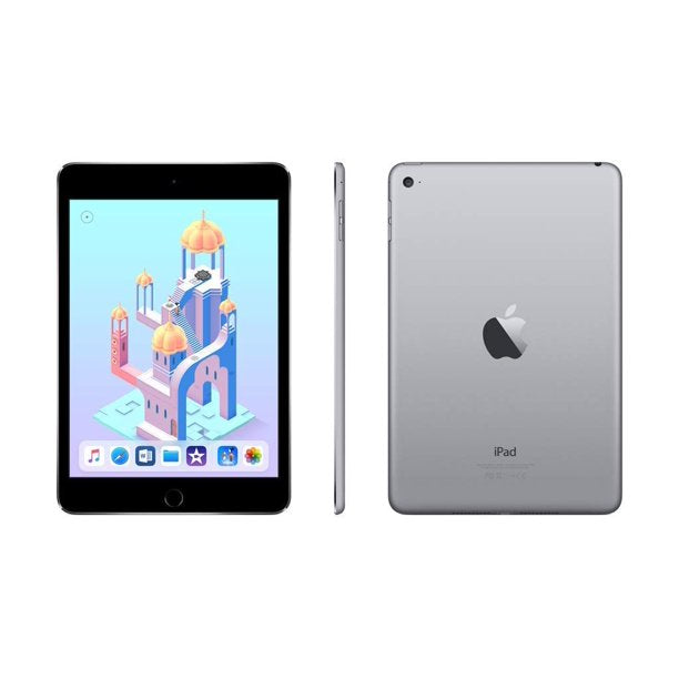 Refurbished Apple iPad Mini 4 | WiFi + Cellular Unlocked | Bundle w/ Case, Box, Bluetooth Earbuds, Tempered Glass, Stylus, Stand, Charger