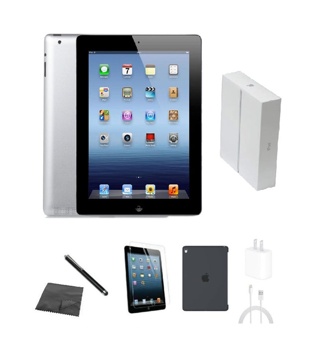 Refurbished Apple iPad 2 | WiFi | Bundle w/ Case, Box, Tempered Glass, Stylus, Charger