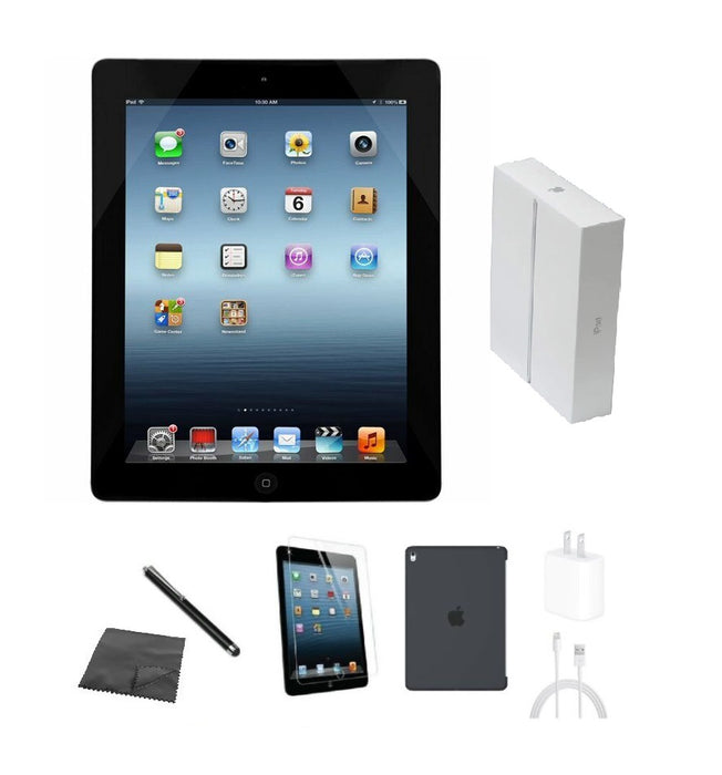 Refurbished Apple iPad 4 | WiFi | Bundle w/ Case, Box, Tempered Glass, Stylus, Charger