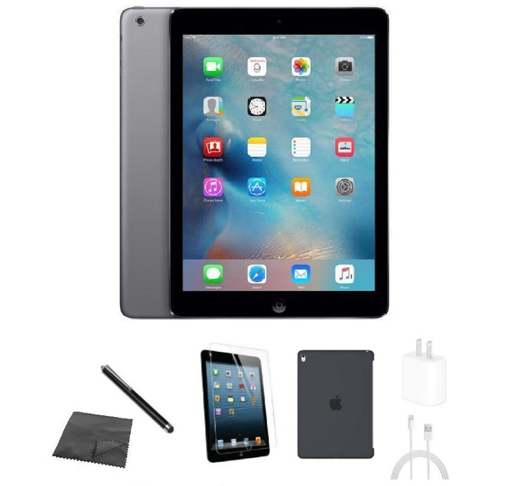 Refurbished Apple iPad Air | WiFi + Cellular Unlocked | Bundle w/ Case, Tempered Glass, Stylus, Charger