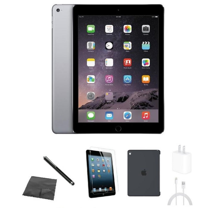 Refurbished Apple iPad Air 2 | WiFi | Bundle w/ Case, Tempered Glass, Stylus, Charger