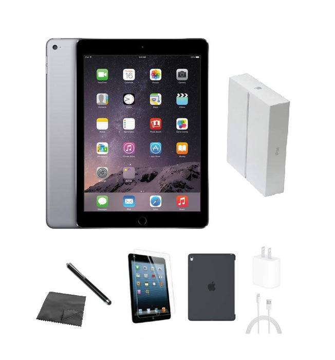 Refurbished Apple iPad Air 2 | WiFi | Bundle w/ Case, Box, Tempered Glass, Stylus, Charger