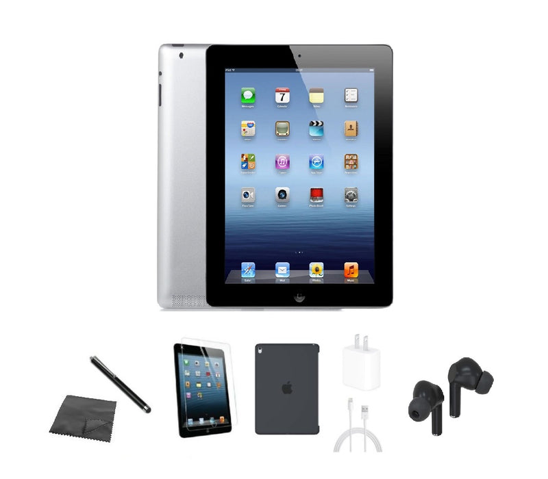 Refurbished Apple iPad 3 | WiFi | Bundle w/ Case, Bluetooth Earbuds, Tempered Glass, Stylus, Charger