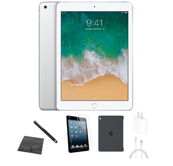 Refurbished Apple iPad 5 | WiFi + Cellular Unlocked | Bundle w/ Case, Tempered Glass, Stylus, Charger
