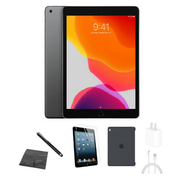 Refurbished Apple iPad 7th Gen | WiFi + Cellular Unlocked | Bundle w/ Case, Tempered Glass, Stylus, Charger