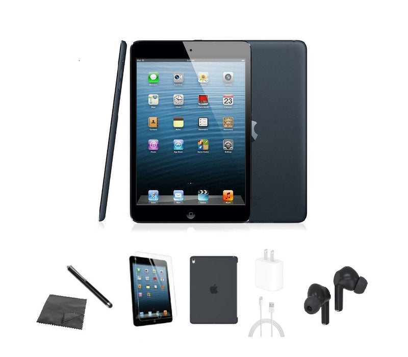 Refurbished Apple iPad Mini 1st Gen | WiFi | Bundle w/ Case, Bluetooth Earbuds, Tempered Glass, Stylus, Charger