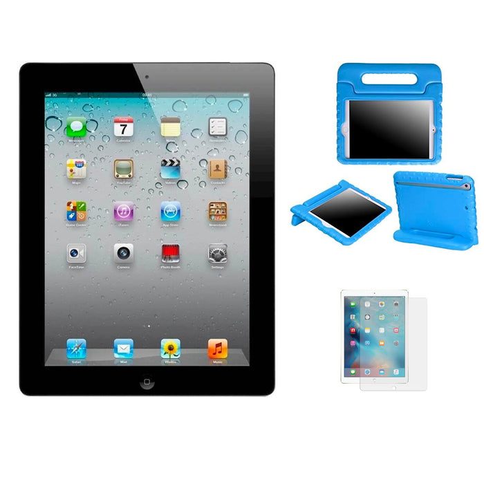 Refurbished Apple iPad 3 | WiFi | Bundle w/ Blue Kids Case, Microfiber, & Tempered Glass