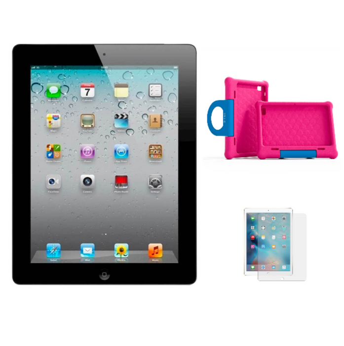 Refurbished Apple iPad 3 | WiFi | Bundle w/ Pink Kids Case, Microfiber & Tempered Glass