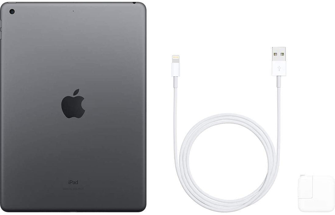 Refurbished Apple iPad 7th Gen | WiFi | Bundle w/ Case, Box, Bluetooth Neckband Earbuds, Tempered Glass, Stylus, Charger