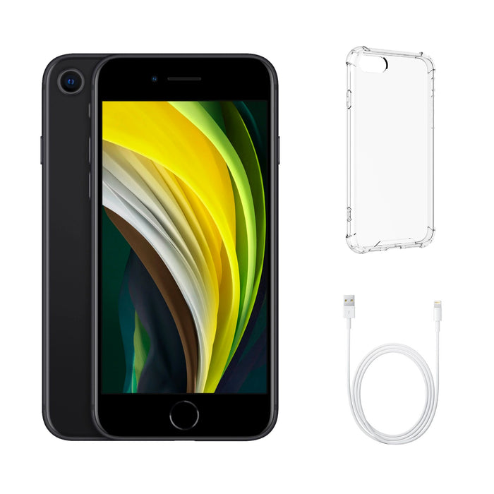 Refurbished Apple iPhone SE 2nd Gen | Fully Unlocked | Bundle w/ Clear Phone Case