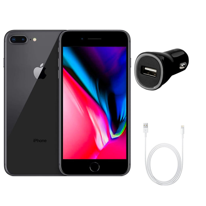 Refurbished Apple iPhone 8 Plus | Fully Unlocked | Bundle w/ Fast Car Charger