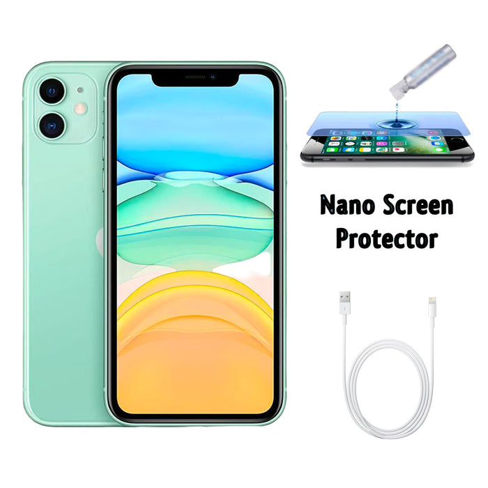 Refurbished Apple iPhone 11 | Fully Unlocked | Bundle w/ Liquid Nano Screen Protector