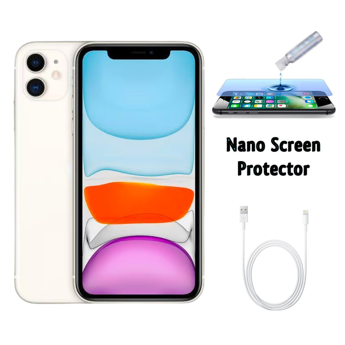 Refurbished Apple iPhone 11 | Fully Unlocked | Bundle w/ Liquid Nano Screen Protector