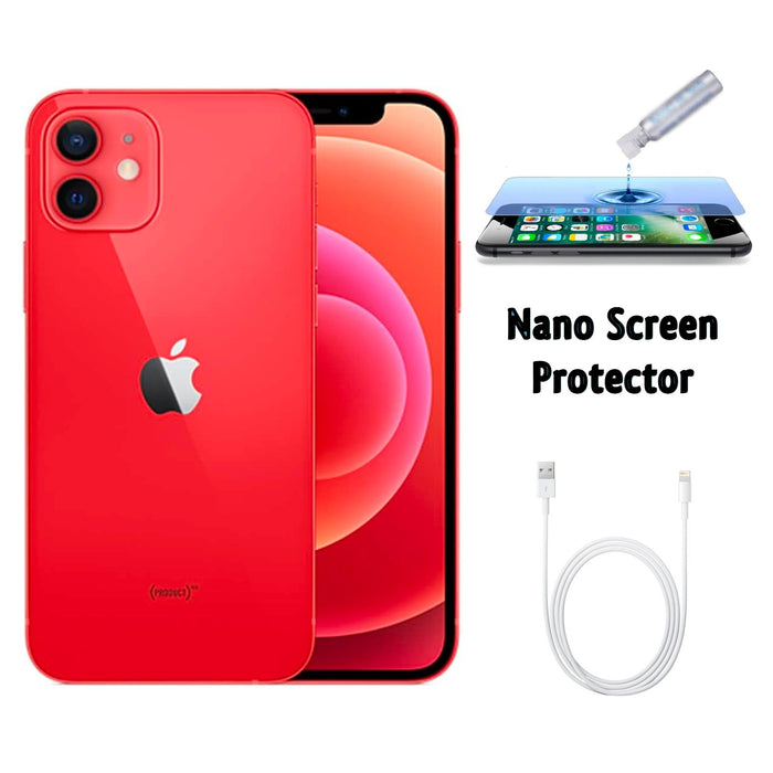 Refurbished Apple iPhone 12 | Fully Unlocked | Bundle w/ Liquid Nano Screen Protector