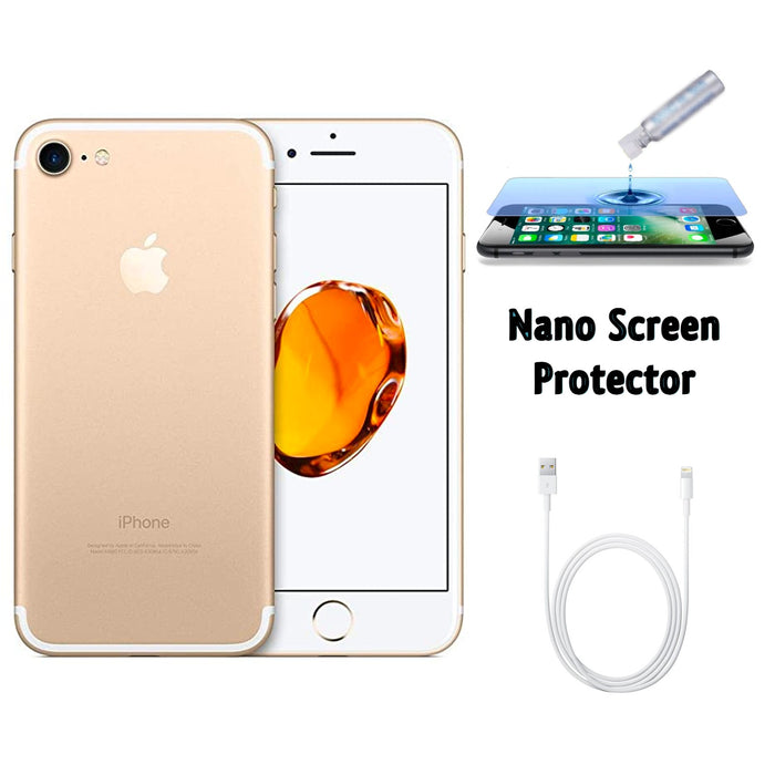 Refurbished Apple iPhone 7 | Fully Unlocked | Bundle w/ Liquid Nano Screen Protector