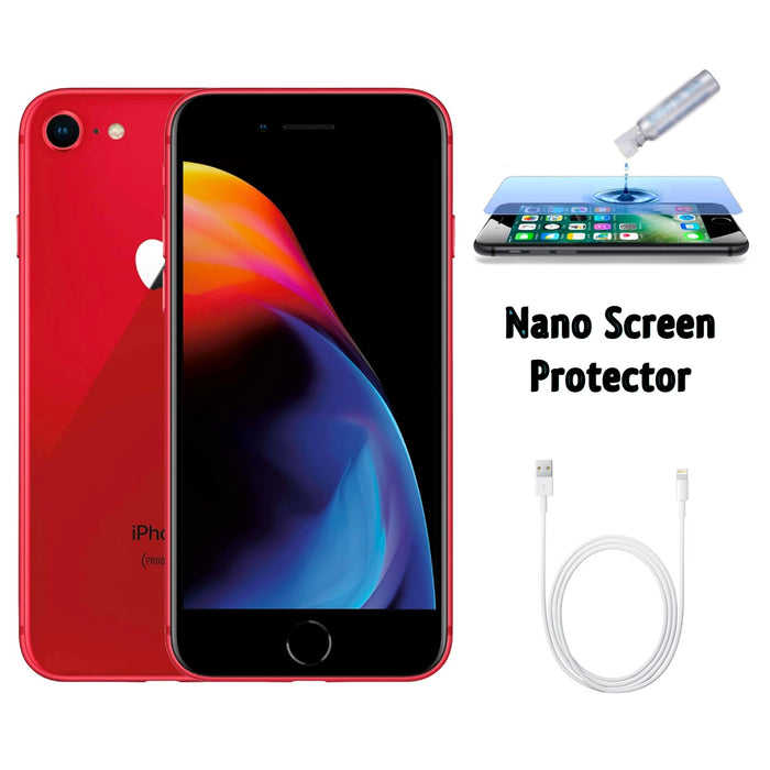 Refurbished Apple iPhone 8 | Fully Unlocked | Bundle w/ Liquid Nano Screen Protector