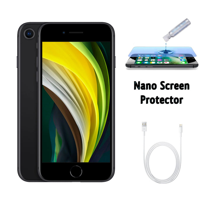 Refurbished Apple iPhone SE 2nd Gen | Fully Unlocked | Bundle w/ Liquid Nano Screen Protector
