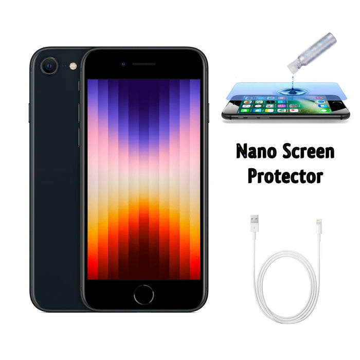 Refurbished Apple iPhone SE 3rd Gen | Fully Unlocked | Bundle w/ Liquid Nano Screen Protector