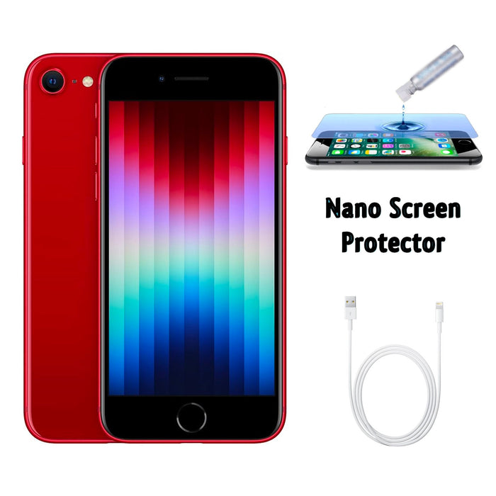 Refurbished Apple iPhone SE 3rd Gen | Fully Unlocked | Bundle w/ Liquid Nano Screen Protector