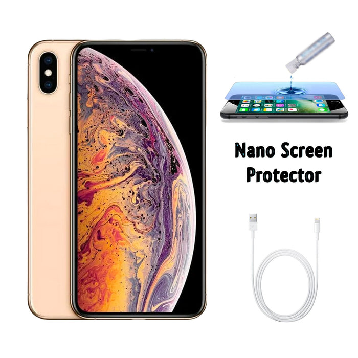 Refurbished Apple iPhone XS Max | Fully Unlocked | Bundle w/ Liquid Nano Screen Protector