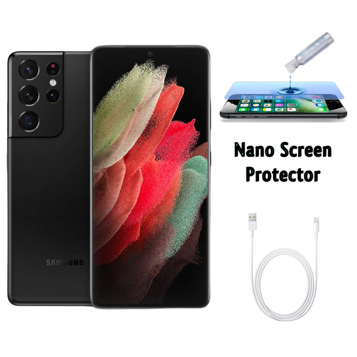 Refurbished Samsung Galaxy S21 Ultra 5G | Fully Unlocked | Bundle w/ Liquid Nano Screen Protector