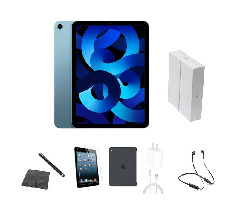 Refurbished Apple iPad Air 5 | WiFi | Bundle w/ Case, Box, Bluetooth Headset, Tempered Glass, Stylus, Charger
