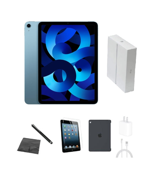 Refurbished Apple iPad Air 5 | WiFi + Cellular Unlocked | Bundle w/ Case, Box, Tempered Glass, Stylus, Charger