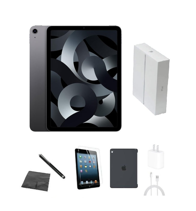 Refurbished Apple iPad Air 5 | WiFi + Cellular Unlocked | Bundle w/ Case, Box, Tempered Glass, Stylus, Charger