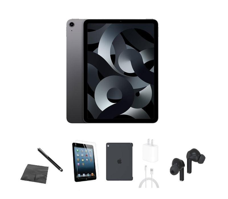 Refurbished Apple iPad Air 5 | WiFi + Cellular Unlocked | Bundle w/ Case, Bluetooth Earbuds, Tempered Glass, Stylus, Charger