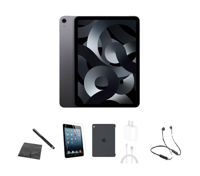 Refurbished Apple iPad Air 5 | WiFi + Cellular Unlocked | Bundle w/ Case, Bluetooth Headset, Tempered Glass, Stylus, Charger