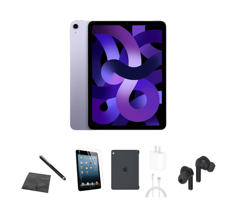 Refurbished Apple iPad Air 5 | WiFi | Bundle w/ Case, Bluetooth Earbuds, Tempered Glass, Stylus, Charger