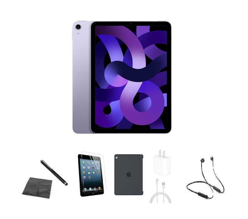 Refurbished Apple iPad Air 5 | WiFi | Bundle w/ Case, Bluetooth Headset, Tempered Glass, Stylus, Charger