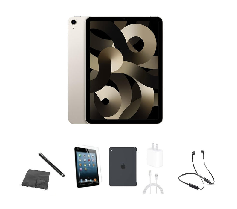 Refurbished Apple iPad Air 5 | WiFi | Bundle w/ Case, Bluetooth Headset, Tempered Glass, Stylus, Charger