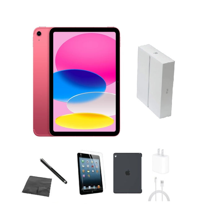 Refurbished Apple iPad 10th Gen | WiFi | Bundle w/ Case, Box, Tempered Glass, Stylus, Charger