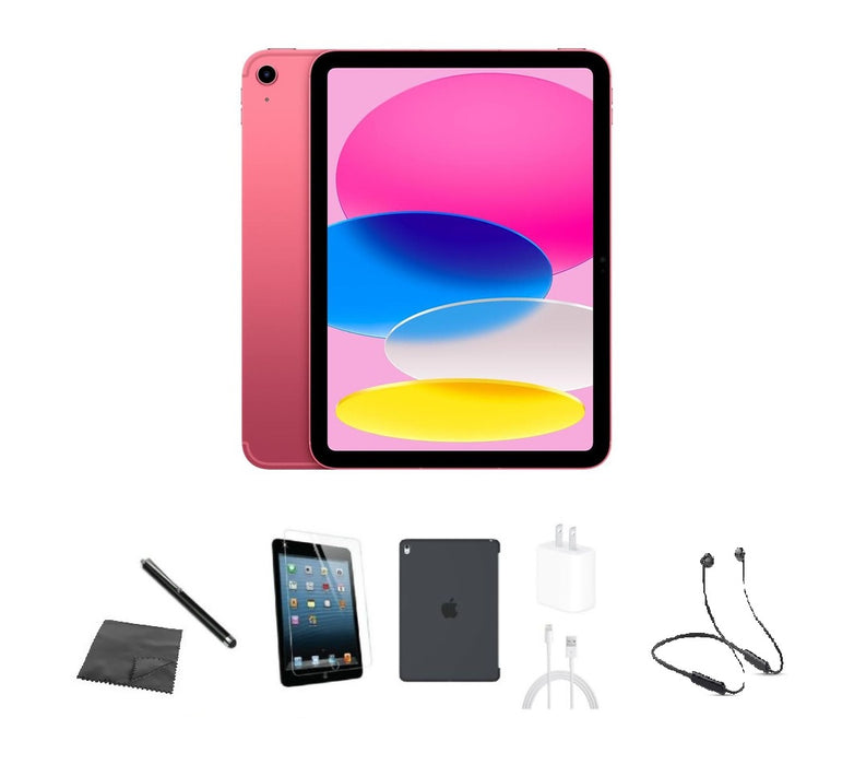 Refurbished Apple iPad 10th Gen | WiFi | Bundle w/ Case, Bluetooth Headset, Tempered Glass, Stylus, Charger