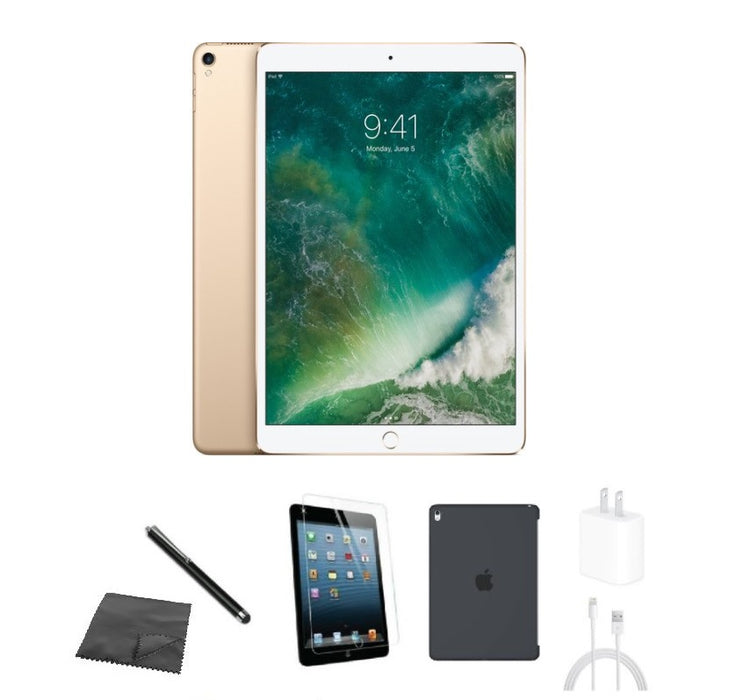 Refurbished Apple iPad Pro 10.5" | WiFi + Cellular Unlocked | Bundle w/ Case, Tempered Glass, Stylus, Microfiber Cleaning Cloth, Charger