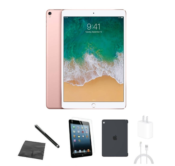Refurbished Apple iPad Pro 10.5" | WiFi + Cellular Unlocked | Bundle w/ Case, Tempered Glass, Stylus, Microfiber Cleaning Cloth, Charger