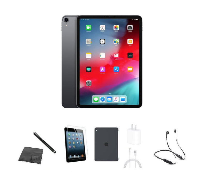 Refurbished Apple iPad Pro 11" | 2018 | WiFi | Bundle w/ Case, Bluetooth Headset, Tempered Glass, Stylus, Charger