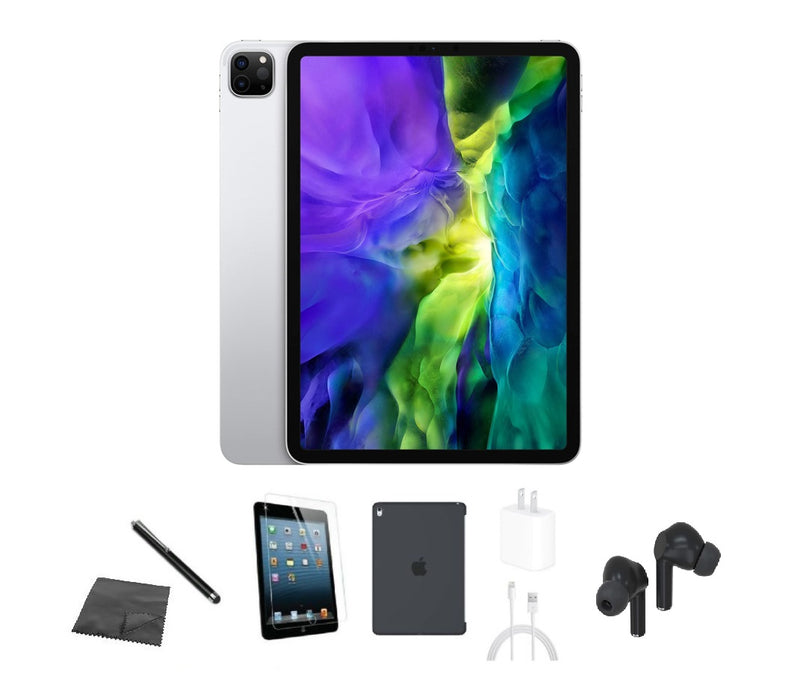 Refurbished Apple iPad Pro 11" | 2020 | WiFi | Bundle w/ Case, Bluetooth Earbuds, Tempered Glass, Stylus, Charger