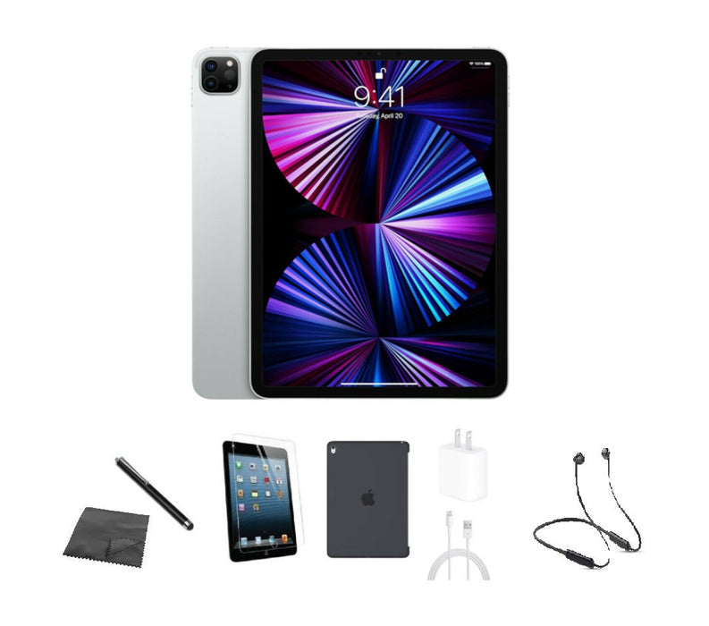 Refurbished Apple iPad Pro 11" | 2021 | WiFi | Bundle w/ Case, Bluetooth Headset, Tempered Glass, Stylus, Charger