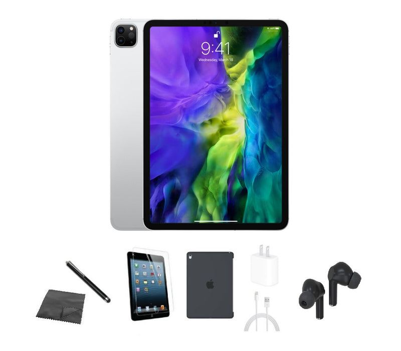 Refurbished Apple iPad Pro 11" | 2022 | WiFi + Cellular Unlocked | Bundle w/ Case, Bluetooth Earbuds, Tempered Glass, Stylus, Charger