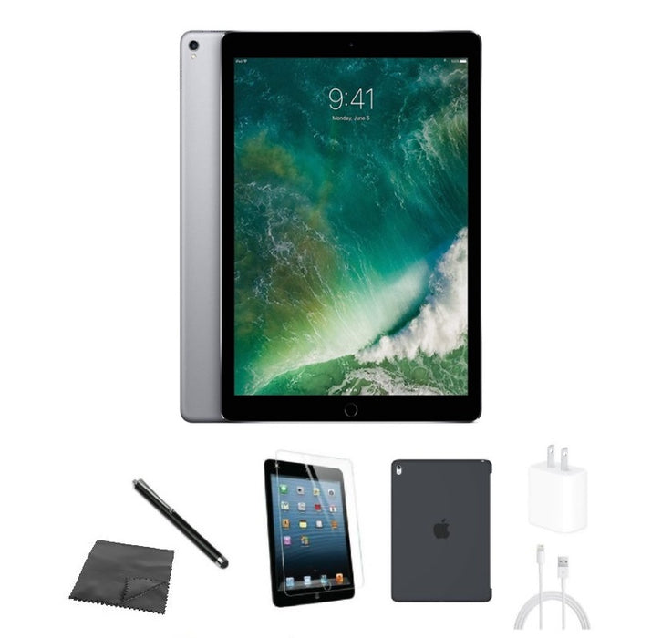 Refurbished Apple iPad Pro 12.9" 1st Gen | WiFi + Cellular Unlocked | Bundle w/ Case, Tempered Glass, Stylus, Charger