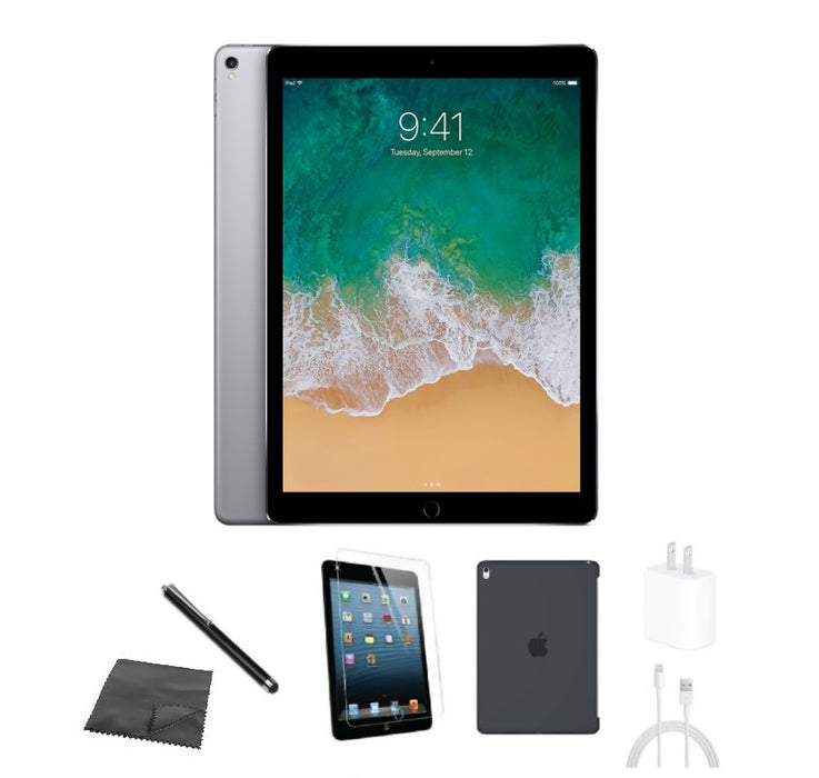 Refurbished Apple iPad Pro 12.9" 2nd Gen | WiFi + Cellular Unlocked | Bundle w/ Case, Tempered Glass, Stylus, Charger