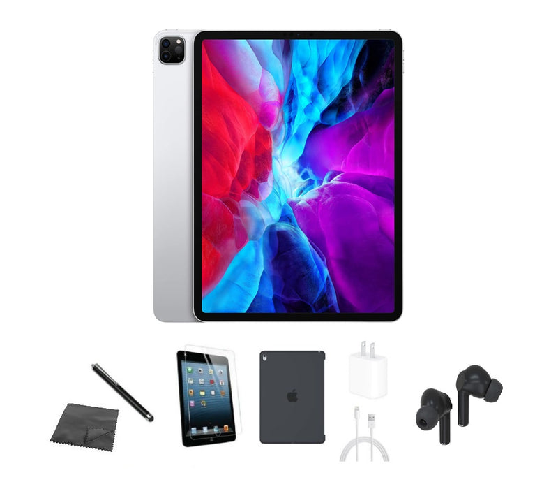 Refurbished Apple iPad Pro 12.9" 4th Gen | WiFi + Cellular Unlocked | Bundle w/ Case, Bluetooth Earbuds, Tempered Glass, Stylus, Charger