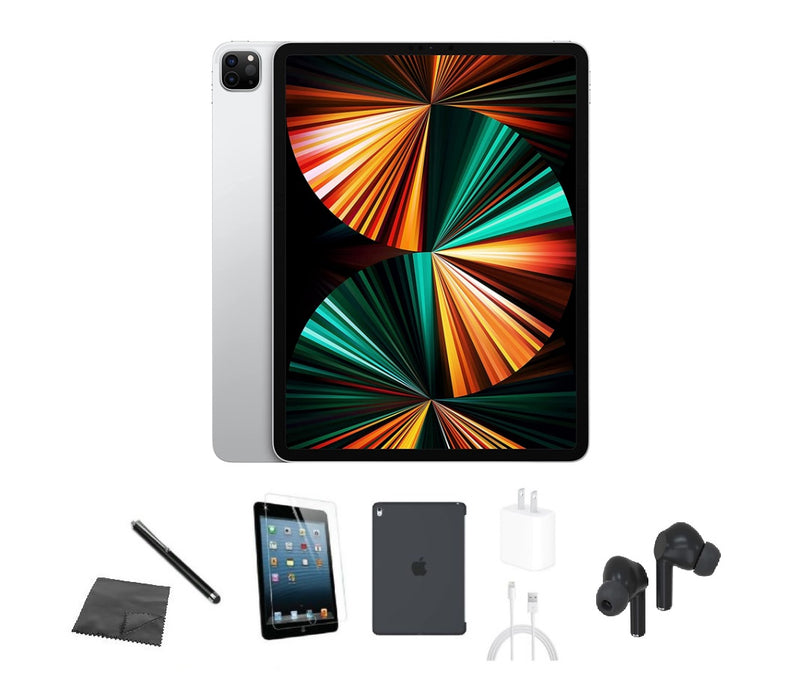Refurbished Apple iPad Pro 12.9" 5th Gen | WiFi + Cellular Unlocked | Bundle w/ Case, Bluetooth Earbuds, Tempered Glass, Stylus, Charger